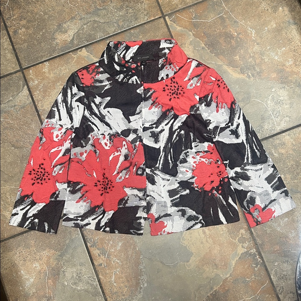 St. John Black and Red Textured Jacket